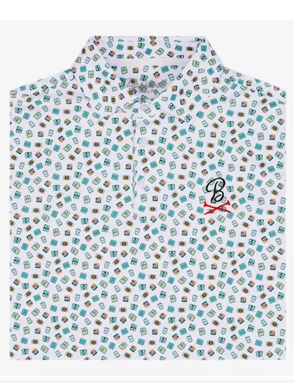 Barstool Golf Printed Snacks Performance Polo Shirt NWT Men’s XL Novelty Print